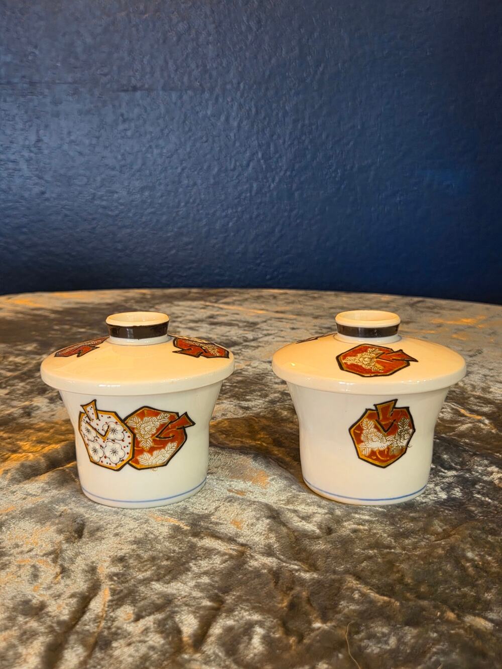 2 Japanese Kutani ware chawanmushi cups